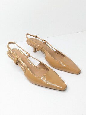 Kenneth Cole Melissa Slingback Heels Tan Womens 10